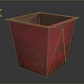 Red Square Open Top Storage Container With Textured Surface And Side Holes