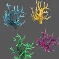 Colorful Coral Like Plants In Blue Yellow Green Purple Colors