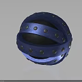 Blue Industrial Sphere Equipment With Metal Rings And Riveted Design Features