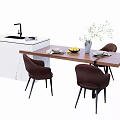 Italian console bar table and chairs 3d model