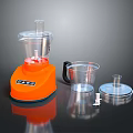 Orange Food Processor With Transparent Cups Lid And Accessories For Home Kitchen