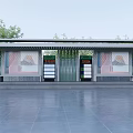 Modern Bus Stop With Glass Curtain Walls Seats And Electronic Screens