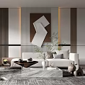 Modern sofa coffee table combination 3d model