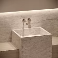 Modern Bathroom Vanity With Marble Countertop Storage Drawers And Backlit Wall Mirror