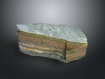 Layered Natural Stone and Wood Structure Featuring Multicolored Rock Layers and Wooden Textures 3d model
