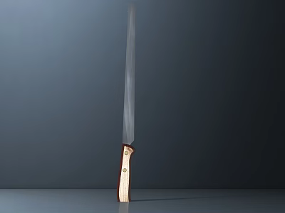 Tactical Knife With Long Sharp Blade And Wooden Handle For Outdoor Use 3d model
