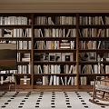 Cozy Wooden Bookshelf Filled With Books And Decorative Items In Reading Space