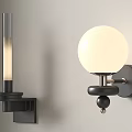 Modern Wall Lamps Featuring Glass Cylinder And Spherical Shade With Black Base