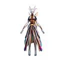 Elegant Colorful Fairy Figurine With Flowing Multicolored Dress And Artistic Wings