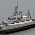 Modern Naval Warship Number 357 With Antenna Radar Systems And Deck Equipment