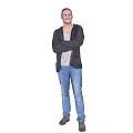 Man in Grey Hoodie White T-shirt Blue Jeans and Grey Shoes in Different Poses