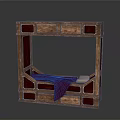 Wooden Bed Frame With Lattice Design Storage Drawers And Purple Cloth
