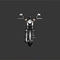 Black Motorcycle With Brown Seat Round Headlight And Silver Exhaust Pipes In Modern Retro Style