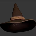 Purple Witch Hat With Pointed Top Wide Brim And Pink Ribbon Band Design
