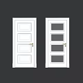 White Hinged Doors With Paneled And Glass Paned Styles And Golden Handles