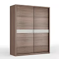 Modern Wooden Wardrobe With Sliding Doors And White Horizontal Trim