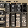 Display Of Various Kitchen Appliances With Glass Door Storage And Cabinet Designs