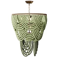 Elegant White Beaded Chandelier With Hanging Tassel Design For Interior Decor