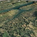 Scenic Garden Landscape With Green Mountains Rivers Winding Roads And Terrace Fields