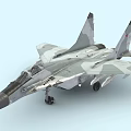 Military Fighter Jet With Camouflage Paint Red Star Insignia Extended Landing Gear And External Design
