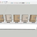 Five Wooden Door Samples With Locks On Metal Display Stand
