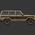 Vintage SUV With Beige And Brown Exterior And Roof Rack Design
