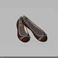 Brown Flat Shoes with Gray Bow Accents Light Colored Sole Comfortable Design for Everyday Wear