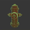 Red Fire Hydrant with Metallic Surface and Classic Urban Structure