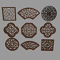 Traditional Carved Lattice Windows in Various Shapes with Intricate Wooden Patterns and Classic Designs