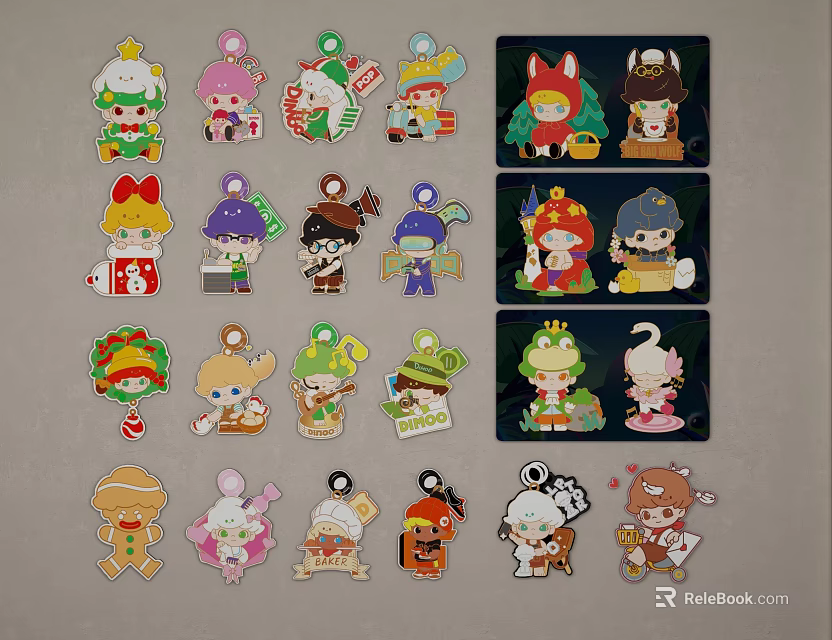 Colorful Cute Cartoon Character Wall Decor With Various Designs And Styles 3d model 