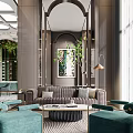 Modern reception area Sales department Negotiation area 3d model