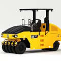 CAT Yellow Heavy Duty Road Roller Construction Vehicle With Compaction Rollers And Operator Cabin 3d model
