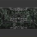 Decorative Box With Green Top Red Sides Intricate Patterns And Metal Accents