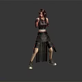 Female Warrior Character In Black Leather Outfit Standing Pose With Short Hair And Combat Gloves