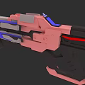 3D Modeled Sci Fi Weapon In Pink Blue Gray And Black With Red Accents