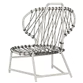 Leisure Chair With Woven Black Rope And Natural Wooden Frame Design