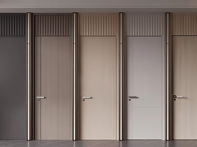 Modern Hinged Doors in Various Colors with Metal Frames for Interior Design 3d model