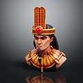Egyptian Style 3D Game Movie Character With Golden Headdress Red Gemstone And Long Hair