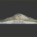 Detailed 3D Terrain Model of Mountain with Snow Covered Peak Green Slopes and Blue Lakes