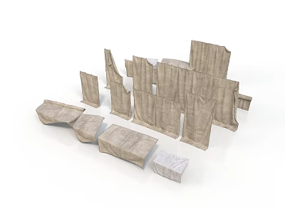 Fabric Covered Structural Elements Featuring Diverse Shapes And Textured Details 3d model
