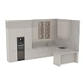 Elegant Modern Kitchen Interior Design With White Cabinets Glass Doors And Island Counter