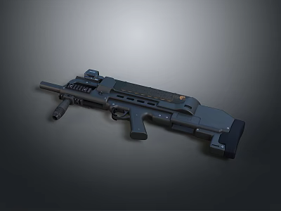 Modern Tactical Assault Rifle With Scope Magazine and Black Finish Military Design 3d model