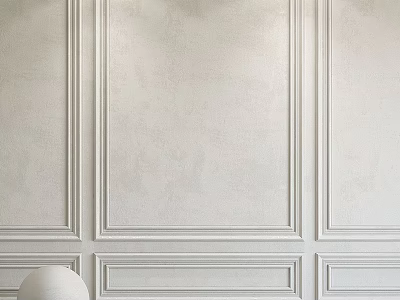 White Textured Wall Paneling Design With Decorative Molding And Sphere Object 3d model