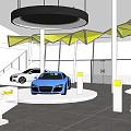 4S Store Modern Showroom Featuring White Audi Car Yellow Structure And Staircase