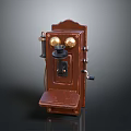 Vintage Retro Electronic Telephone Device With Wooden Body And Brass Components