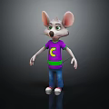 Cartoon Mouse Character Wearing Purple T Shirt Blue Jeans And Red White Sneakers