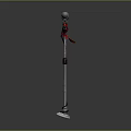 Professional Microphone Stand With Adjustable Pole Red Strap And Stable Base 3d model