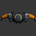 Futuristic Armored Character With Mechanical Armor Plates Orange Accents And Helmet Visor