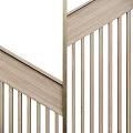 Modern Wooden Room Divider With Slatted Design And Geometric Pattern For Home Interior