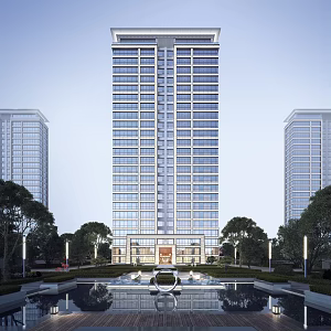 Tibetan-style high-rise residence in modern residential area 3d model